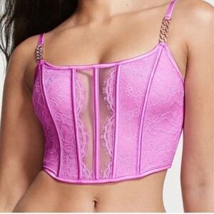 Victoria’s Secret Purple Lace Bustier Corset with Chain Strap